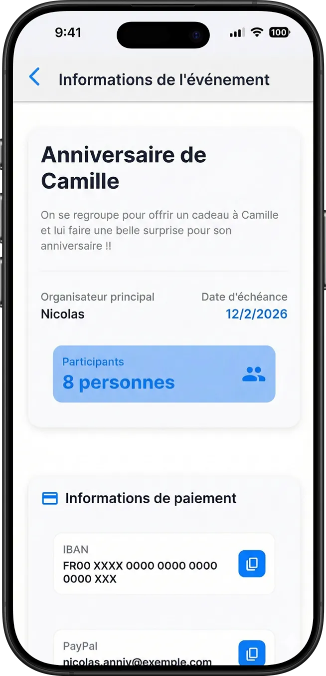 Centralisation des informations — organiser un cadeau commun sans WhatsApp sur Dogivo